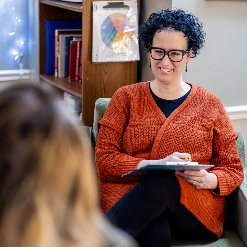 Counselor in a counseling session with a student